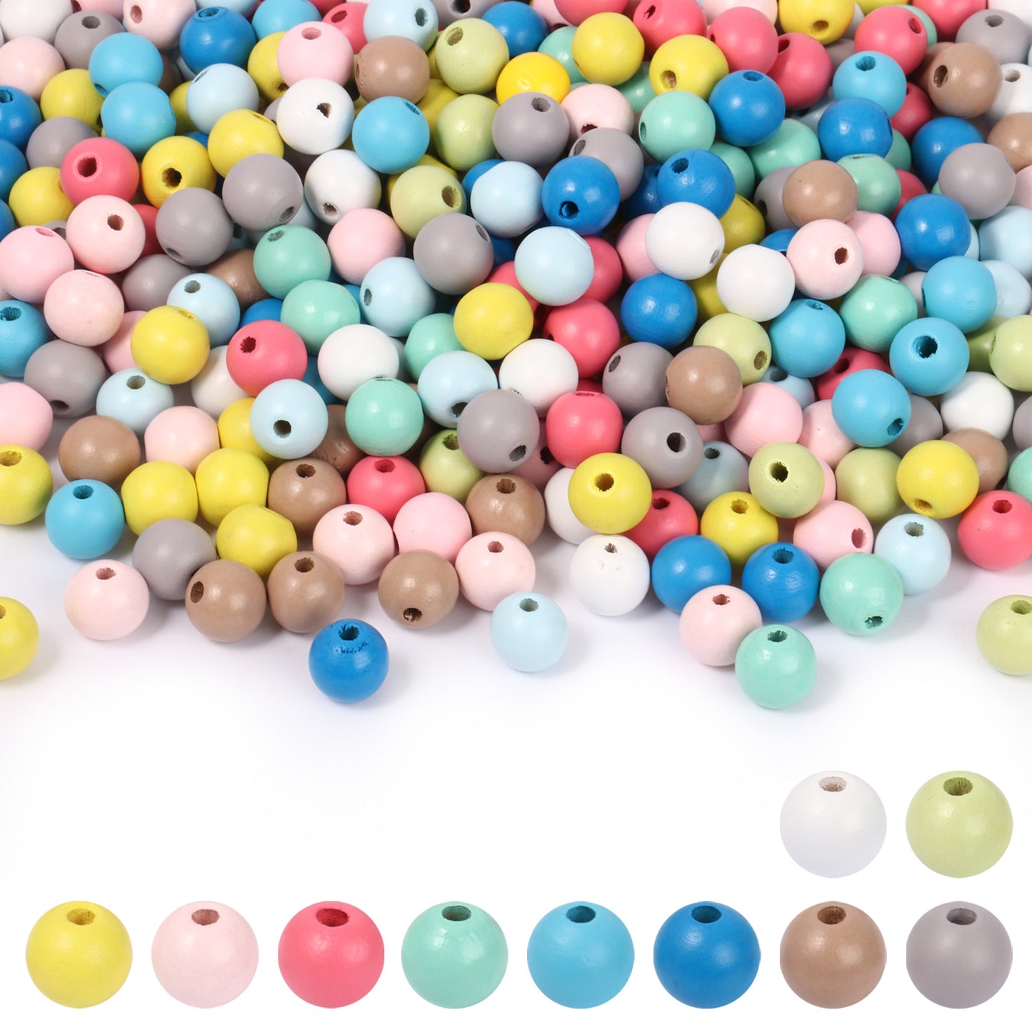 400PCS Colorful Wooden Beads