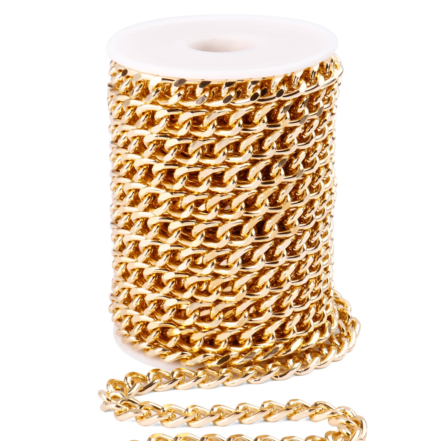 33 Feet Gold/Silver Plated Aluminium Curb Cuban Chains Roll Spool