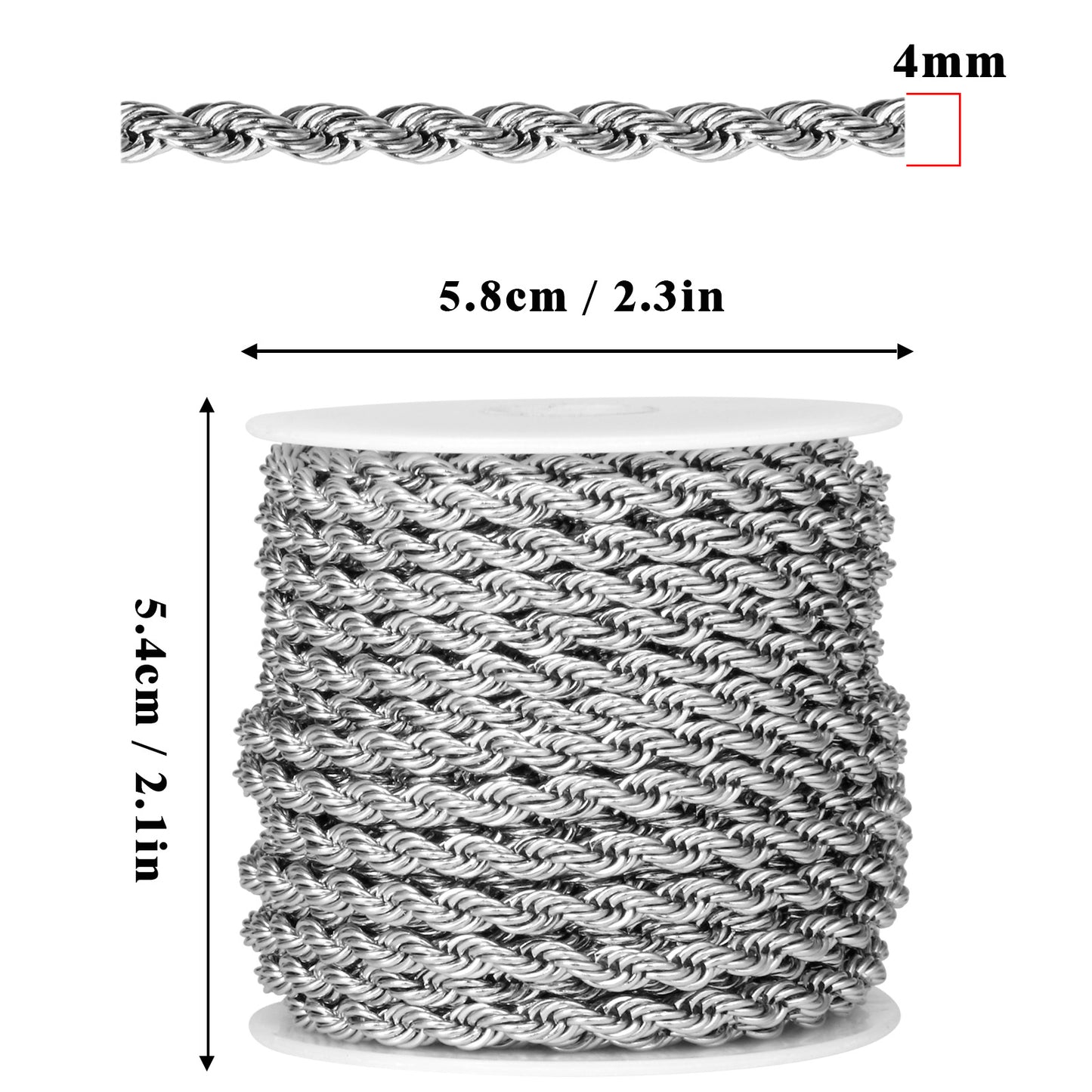 304 Stainless Steel Rope Chains Roll Bulk
