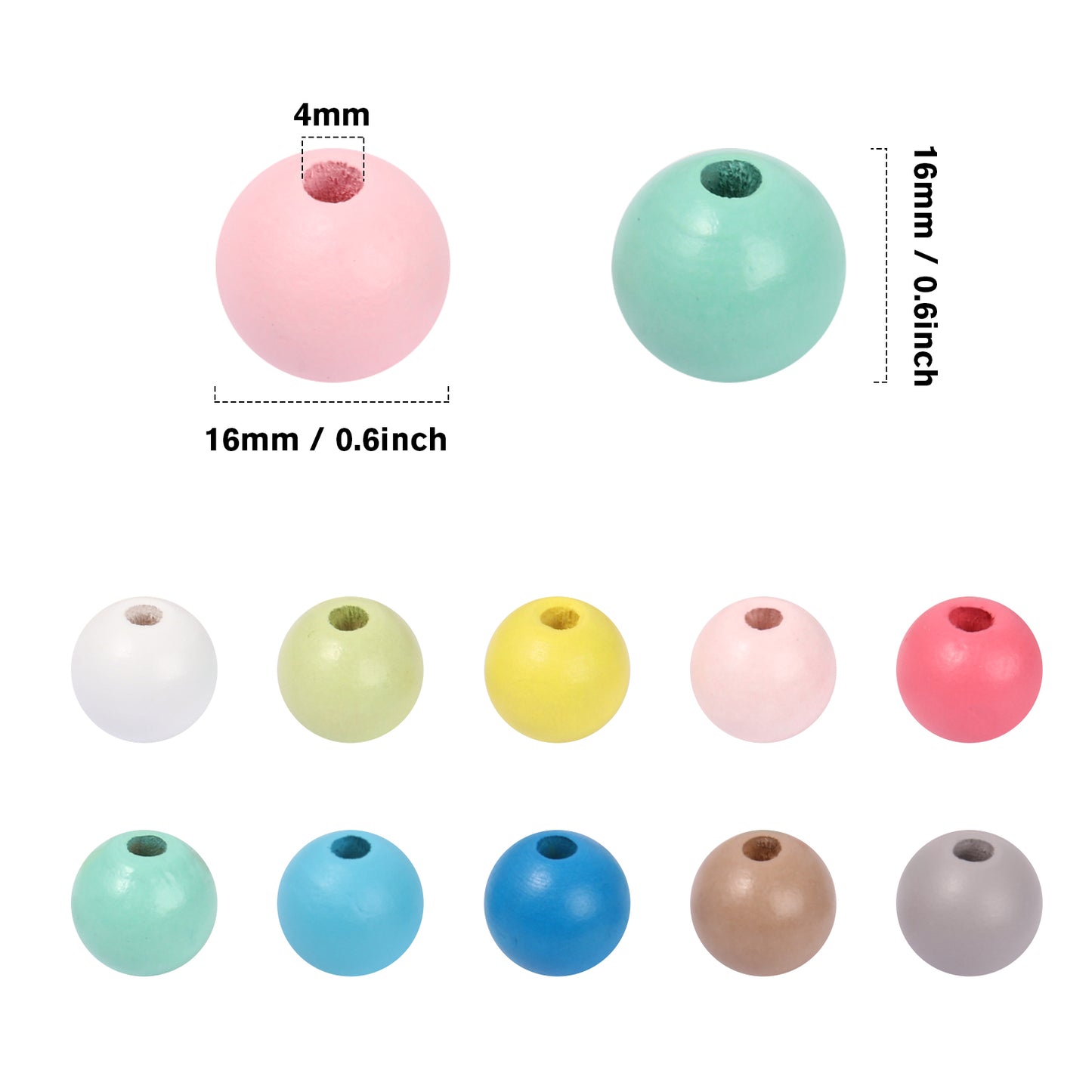 400PCS Colorful Wooden Beads