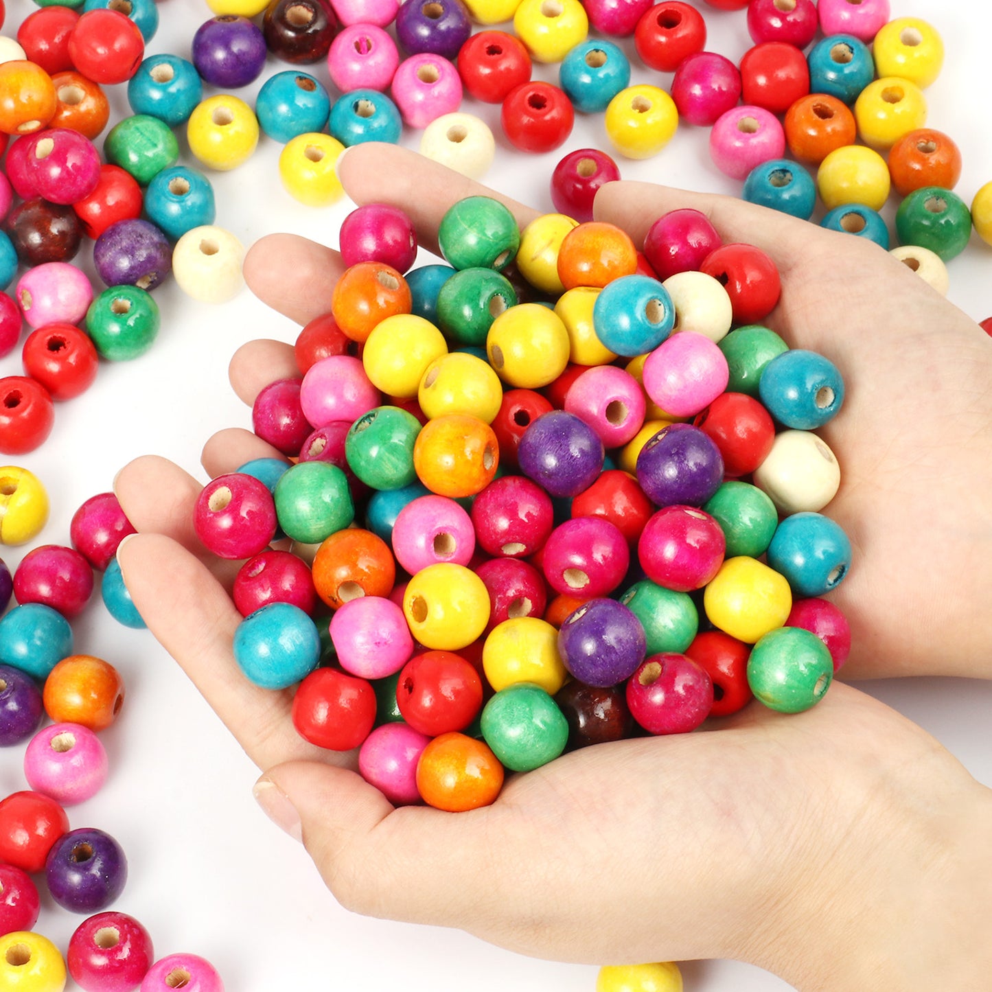 400PCS Colorful Wooden Beads