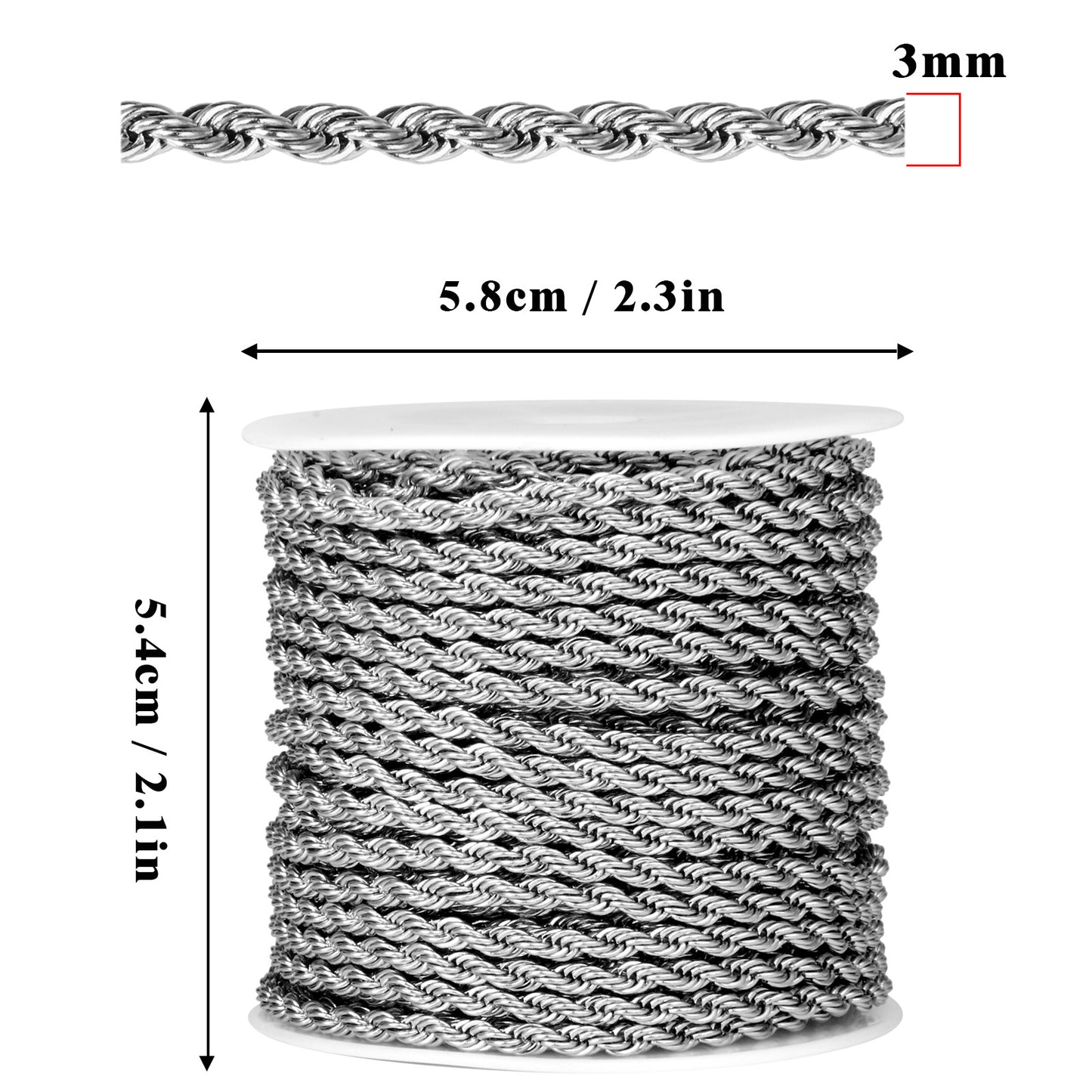 304 Stainless Steel Rope Chains Roll Bulk