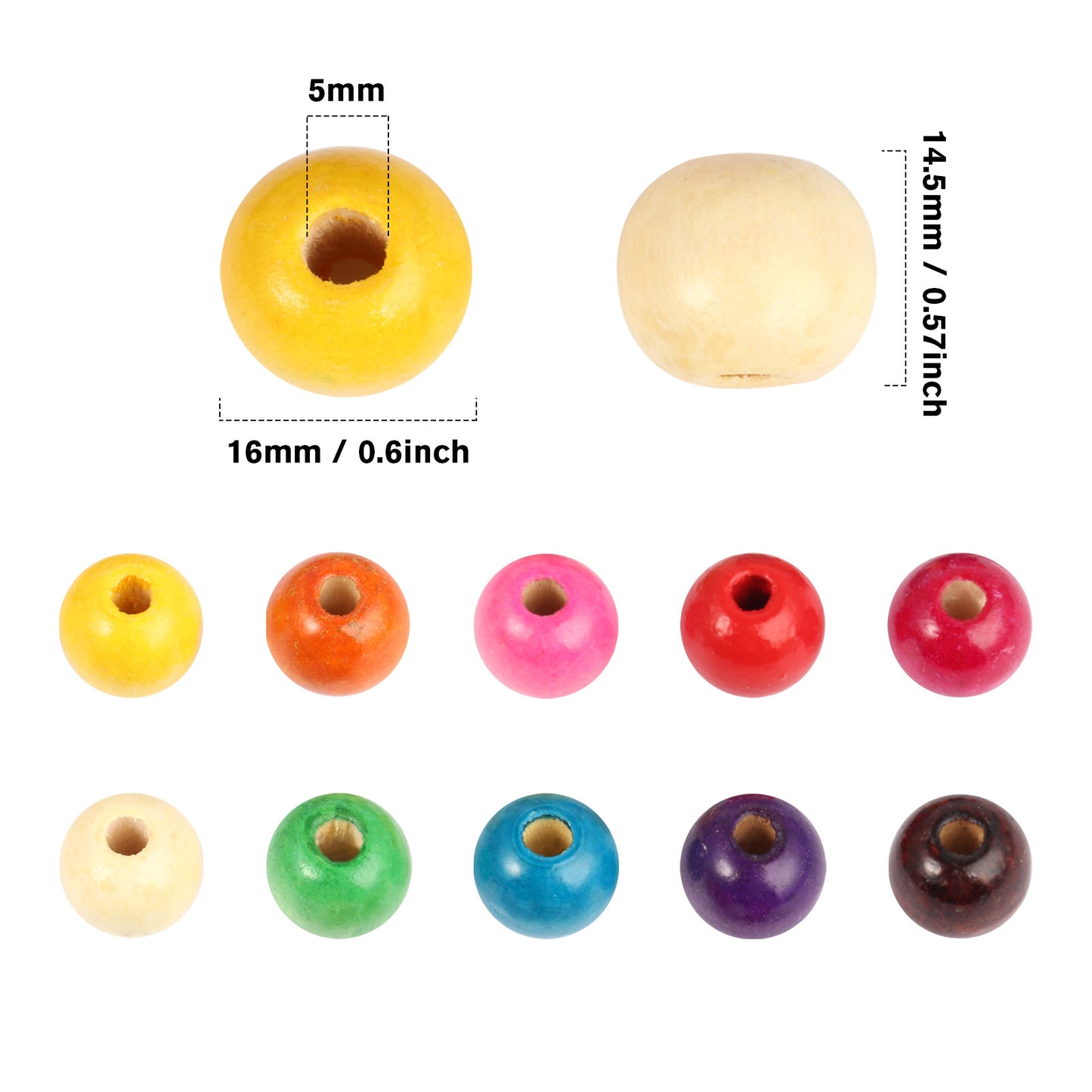 400PCS Colorful Wooden Beads