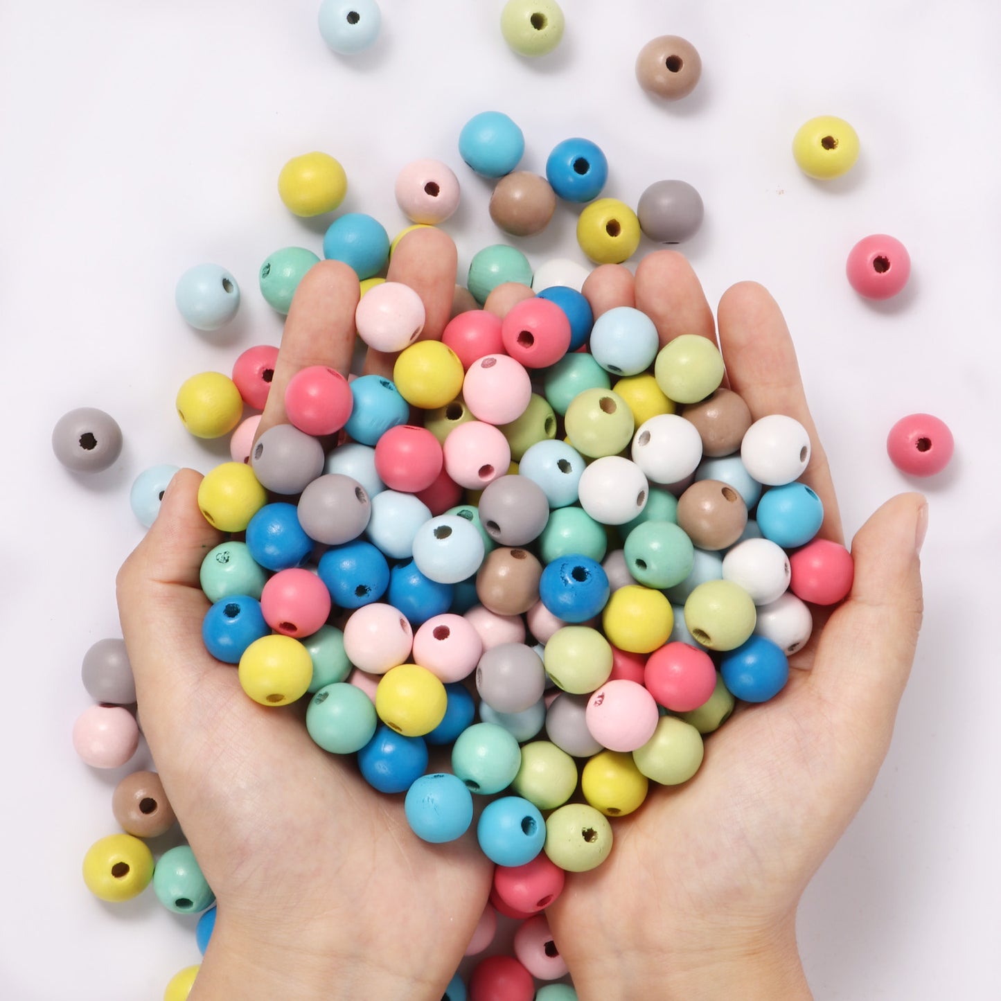 400PCS Colorful Wooden Beads