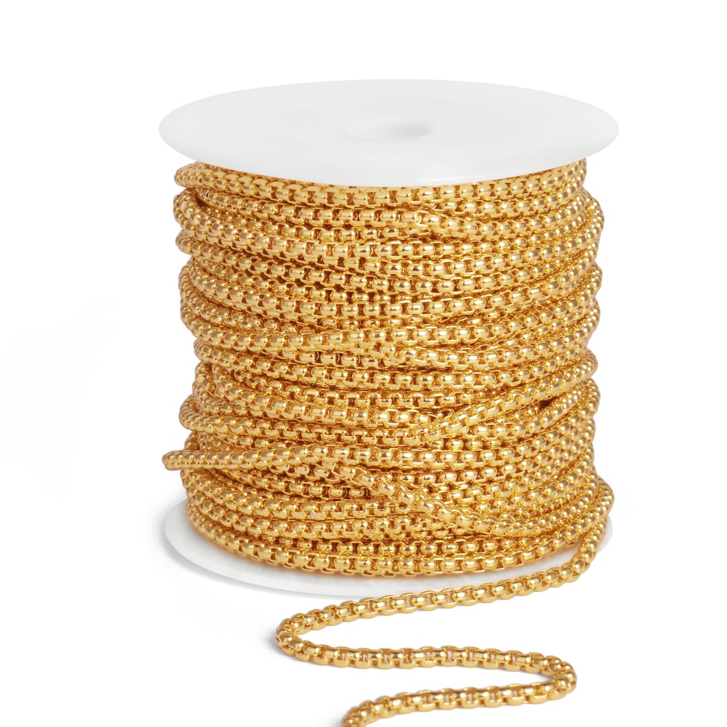 33 Feet 304 Stainless Steel Rolo Box Chains Roll Bulk for Jewelry Making