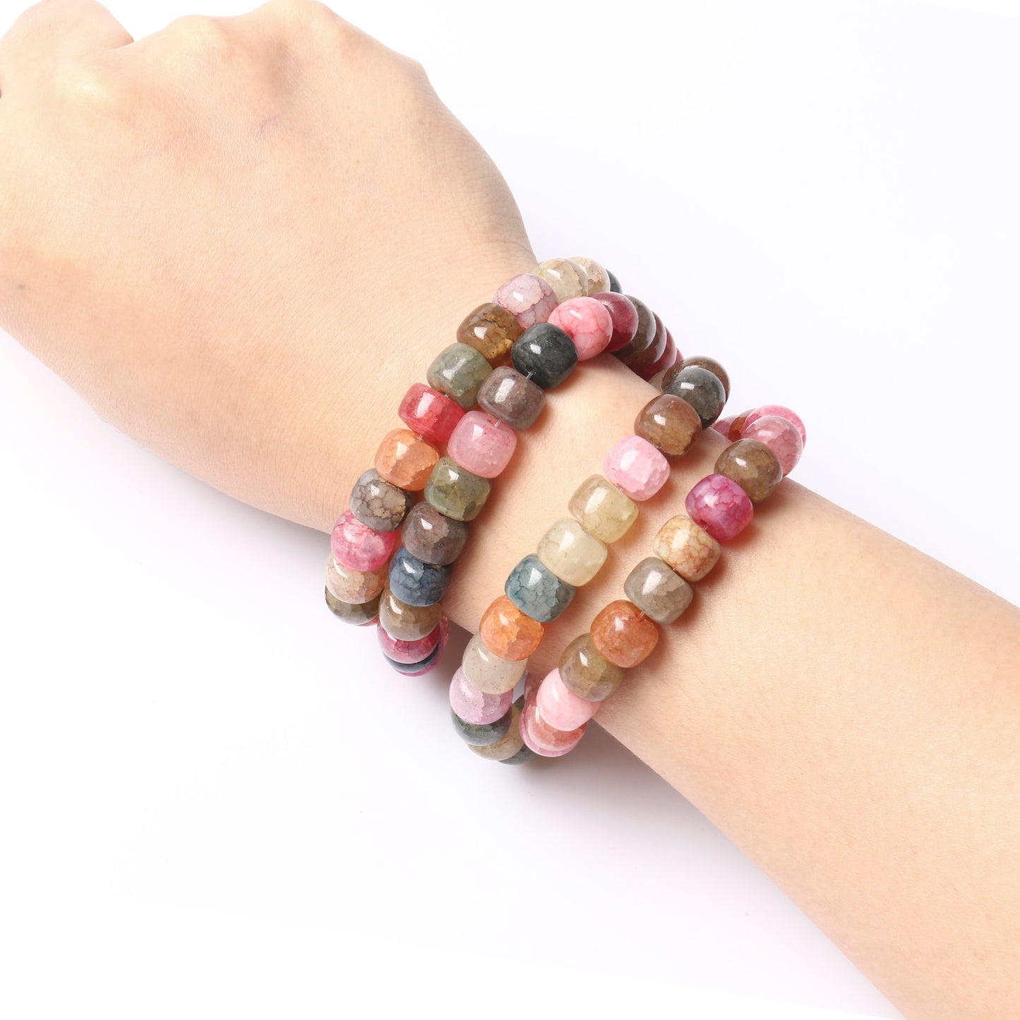 200PCS Natural Flat Genuine Agate Gemstone Beads Bulk for Jewelry Making