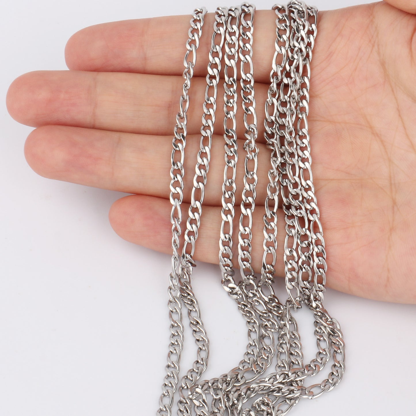33 Feet 304 Stainless Steel Figaro Chain Roll Bulk for Jewelry Making
