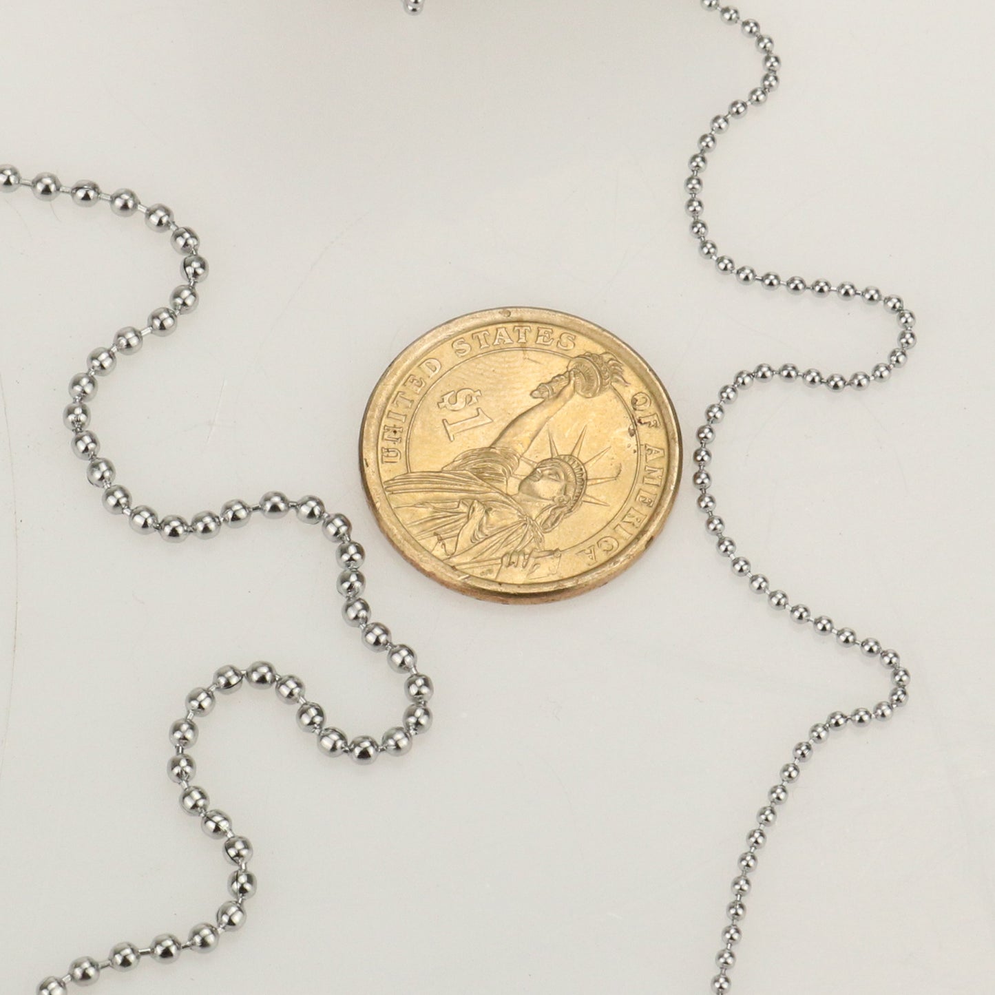 50 Feet Stainless Steel Ball Bead Chain Spool with 30 PCS Connectors