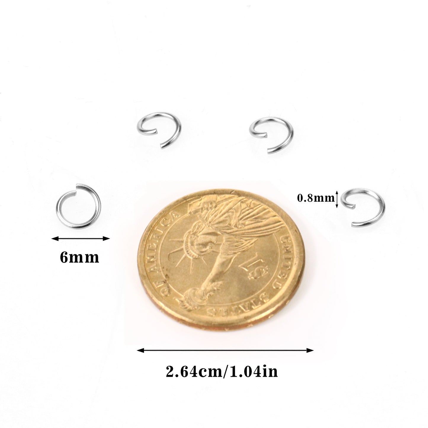 6MM/1500PCS Stainless Steel Open Jump Rings for Jewelry Making