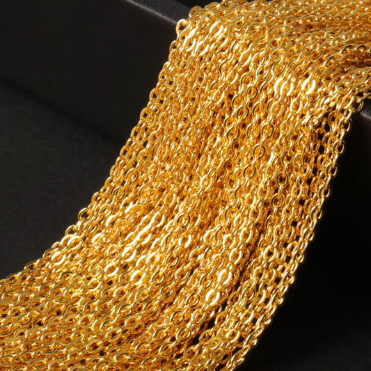 [66 Feet/ 2MM] 18K Gold Plated 304 Stainless Steel Cable Chain Bulk