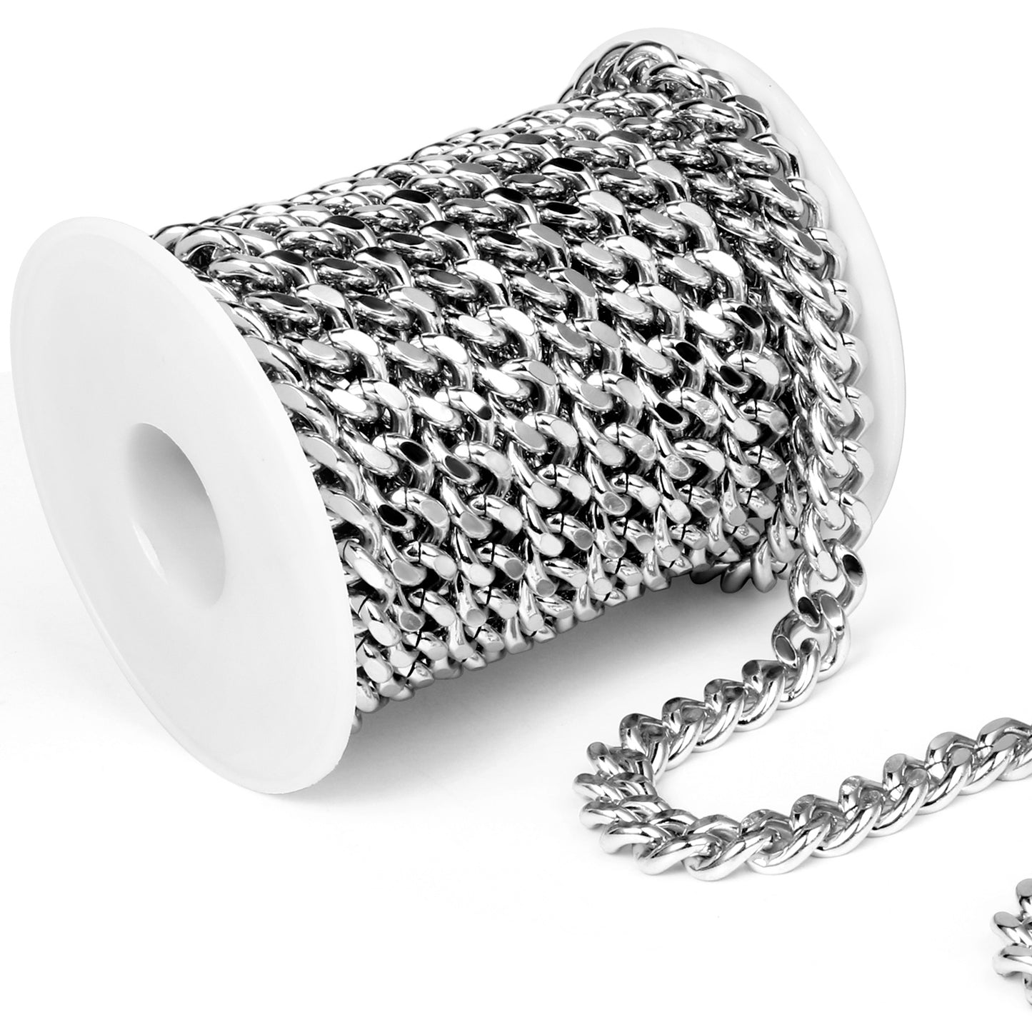 16.5 Feet 9mm Diamond-Cut Miami Cuban Chain Roll Bulk