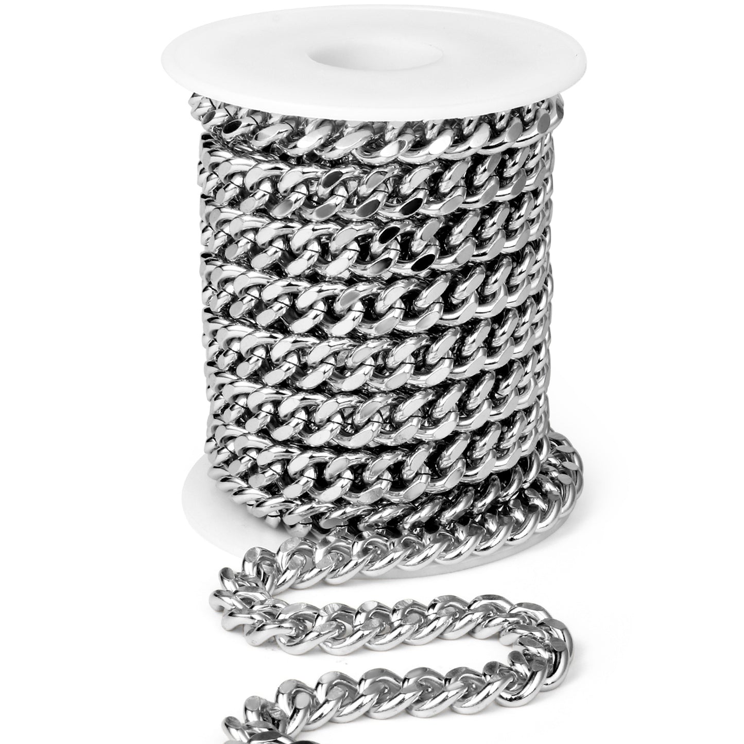 16.5 Feet 9mm Diamond-Cut Miami Cuban Chain Roll Bulk