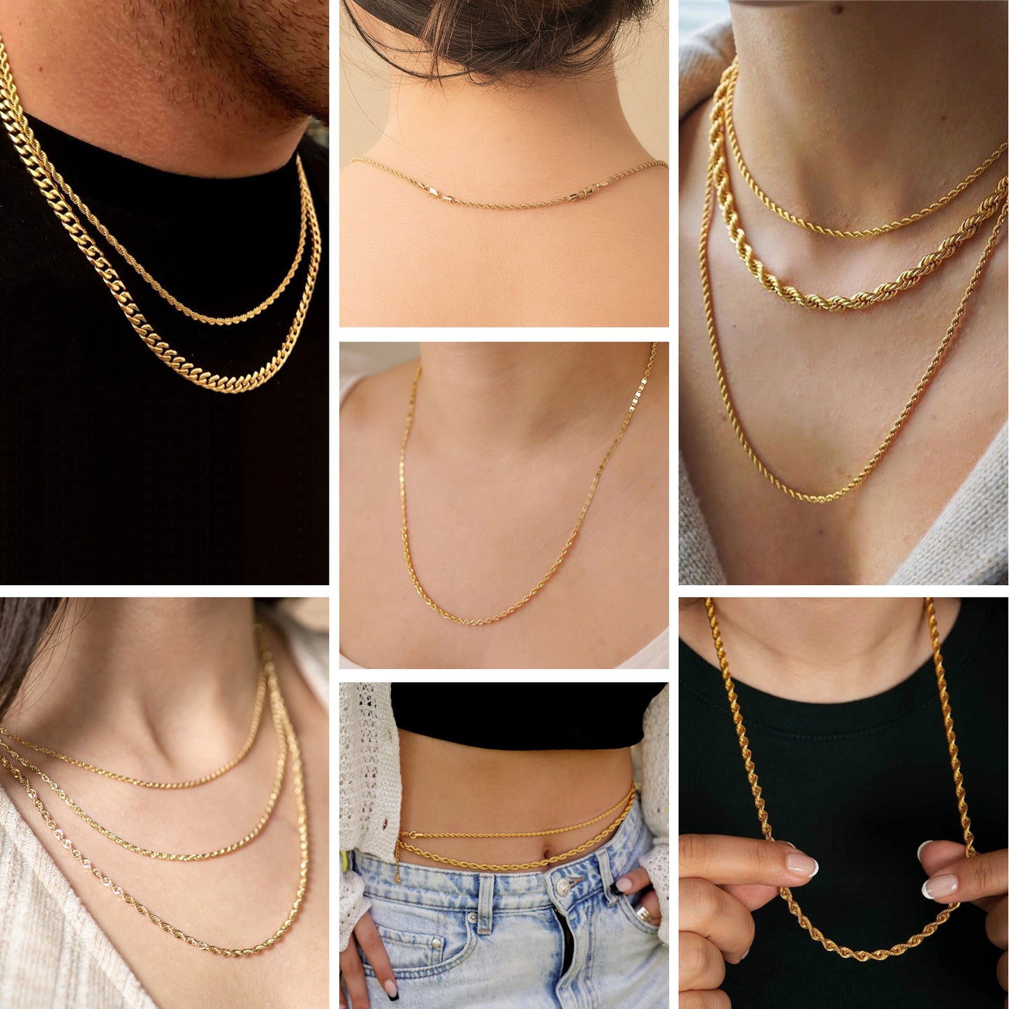 16.5Ft 18K Gold PVD Plated Stainless Steel Rope Chain Roll Bulk for Jewelry Making