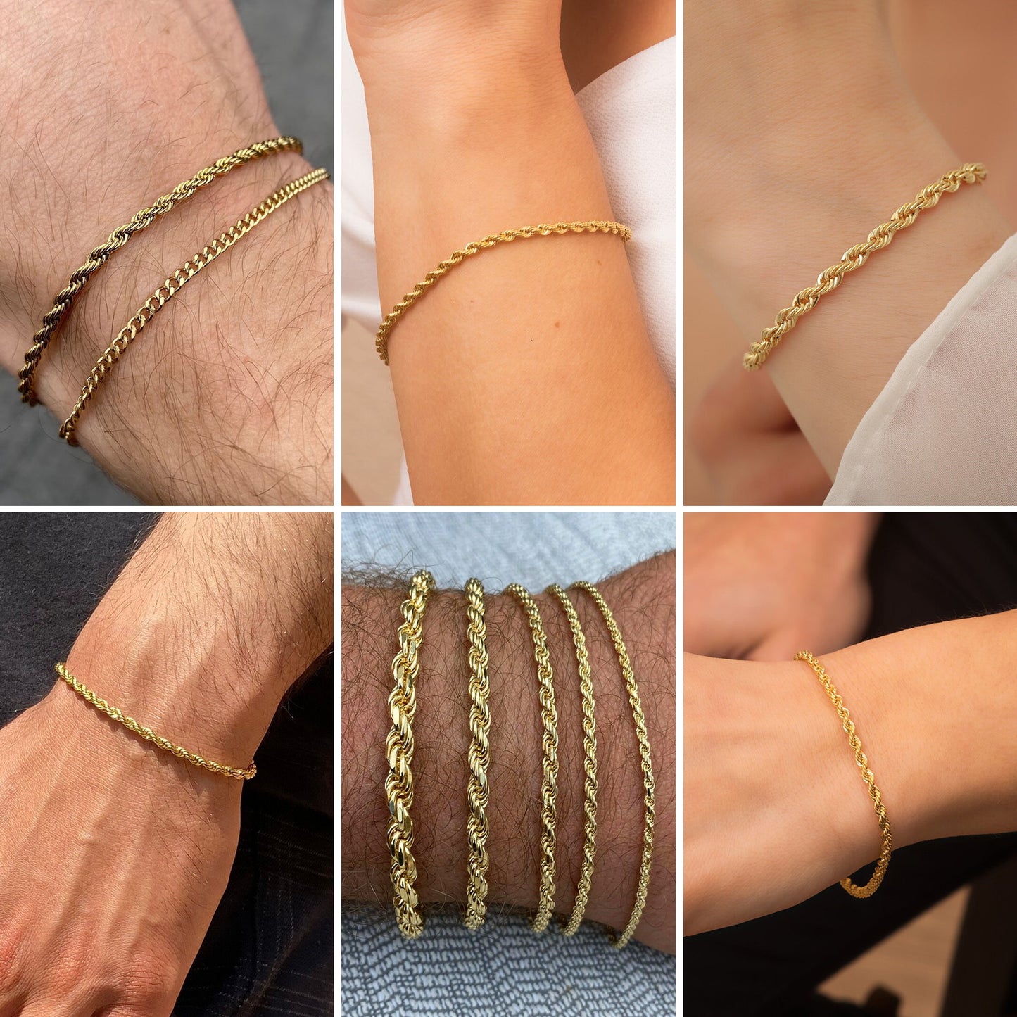 16.5Ft 18K Gold PVD Plated Stainless Steel Rope Chain Roll Bulk for Jewelry Making