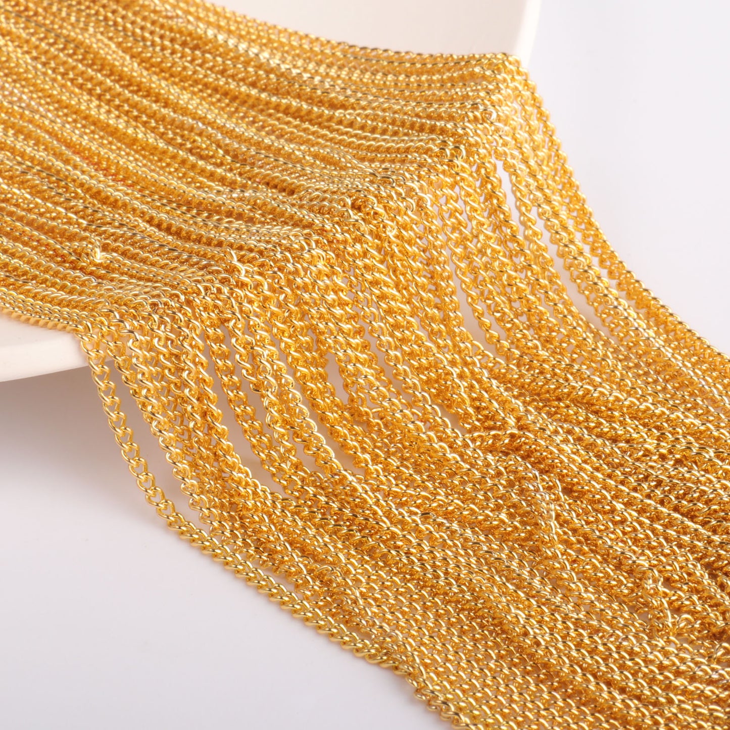 [66 Feet/ 2MM] 18K Gold Plated 304 Stainless Steel Curb Chain Bulk
