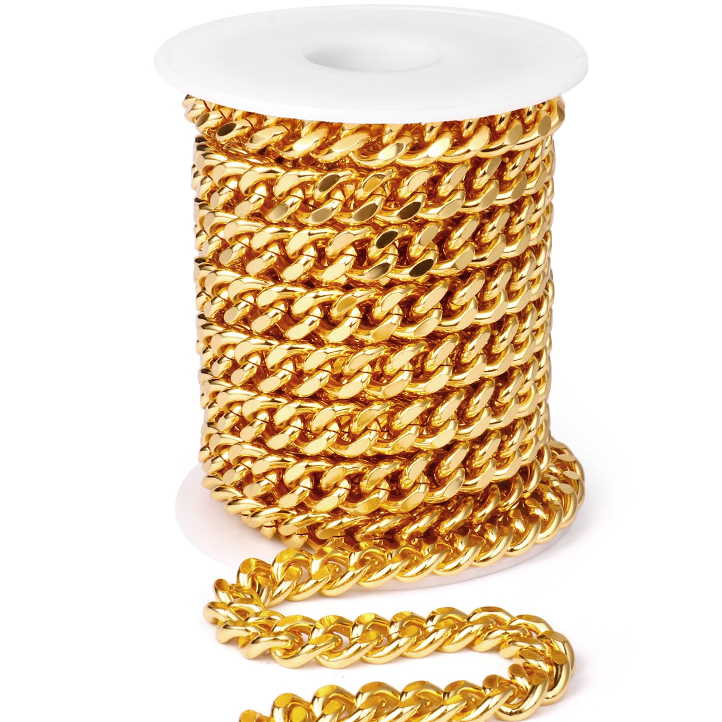 16.5 Feet 9mm Diamond-Cut Miami Cuban Chain Roll Bulk