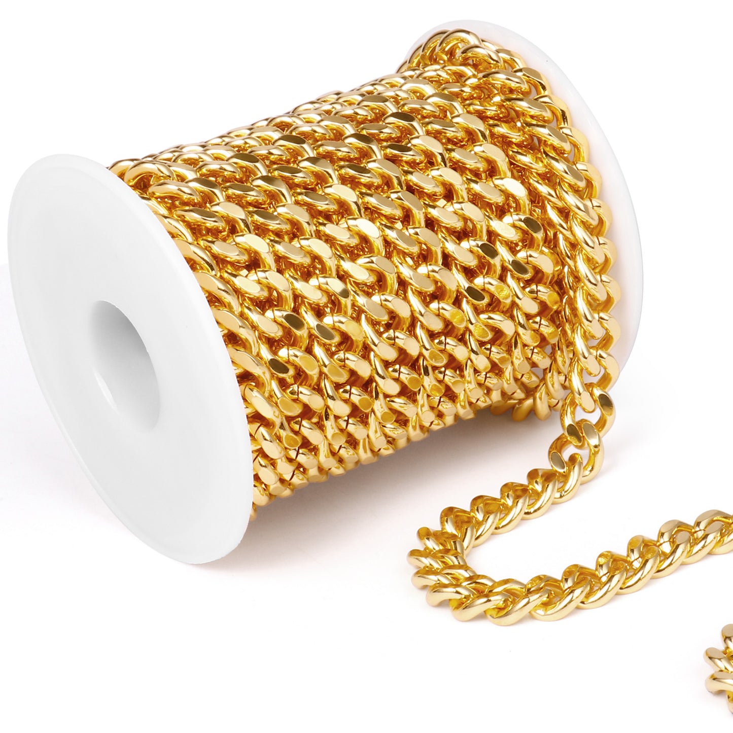 16.5 Feet 9mm Diamond-Cut Miami Cuban Chain Roll Bulk