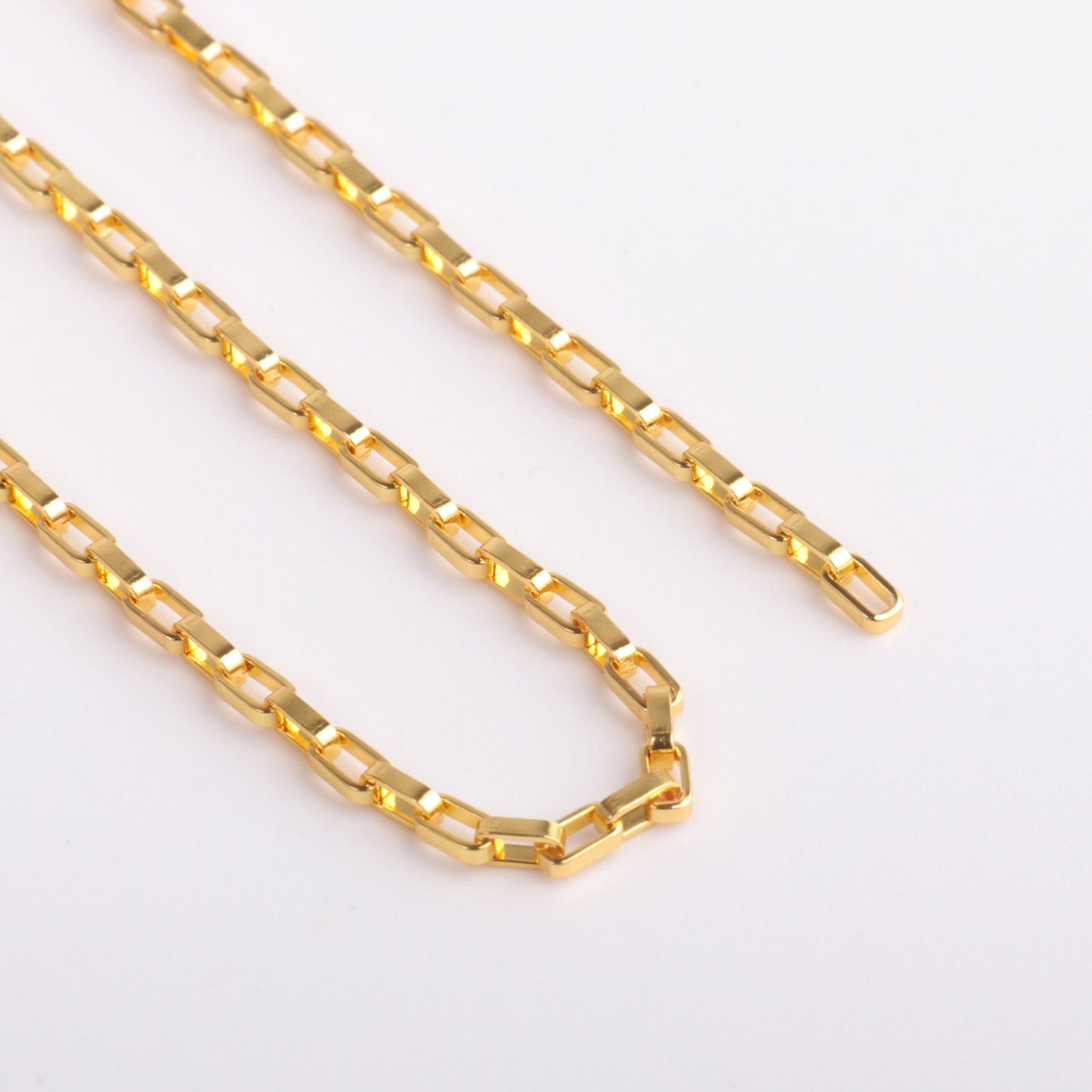 [33 Feet/ 2MM] 18K Gold Plated 304 Stainless Steel Rolo Box Chain Bulk