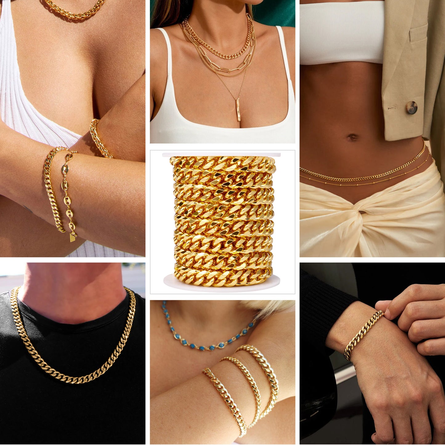 16.5 Feet 9mm Diamond-Cut Miami Cuban Chain Roll Bulk