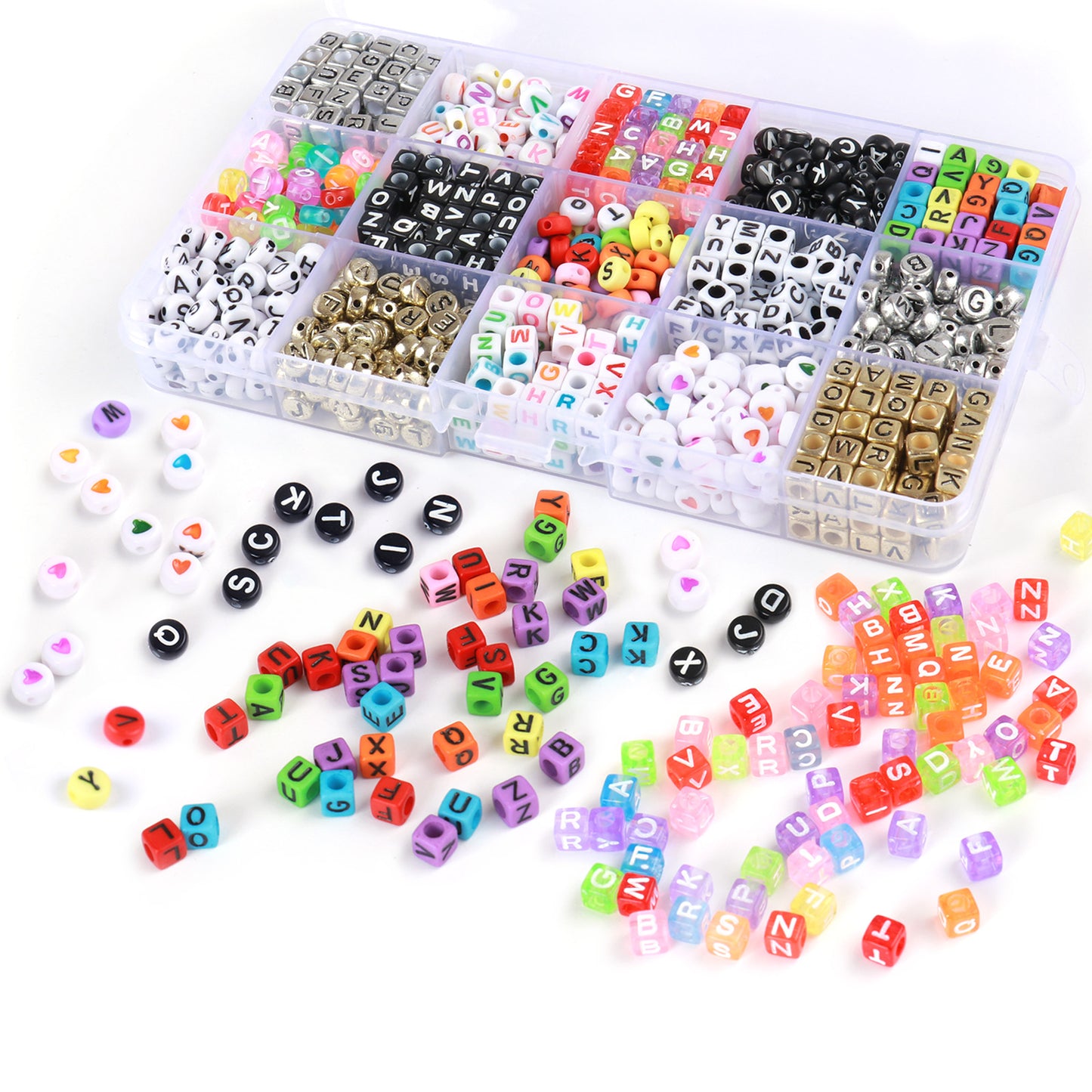 1100PCS Mixed Colorful Acrylic A-Z Letters Beads with Box