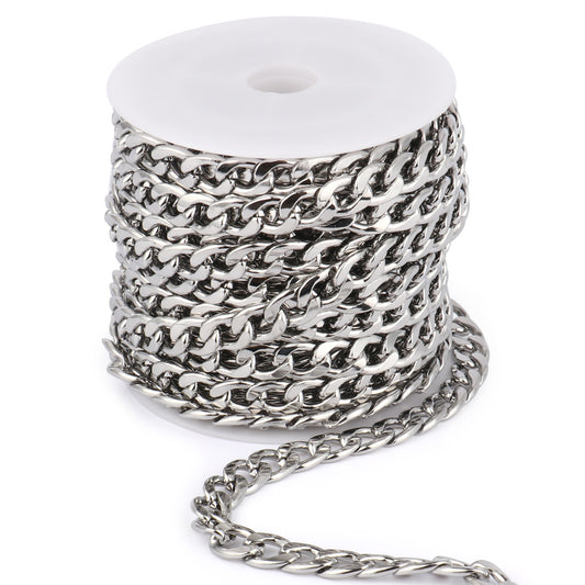 16.5 Feet 304 Stainless Steel Curb Chain Roll Bulk for Jewelry Making