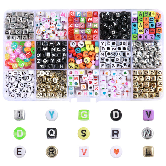 1100PCS Mixed Colorful Acrylic A-Z Letters Beads with Box