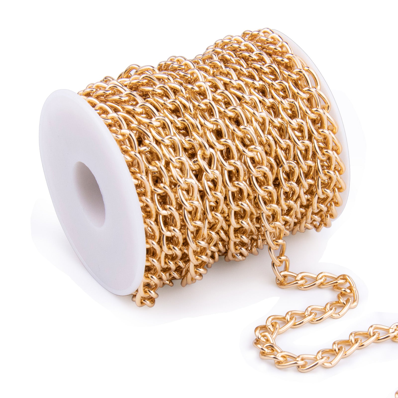 33 Feet Gold/Silver Plated Aluminium Curb Cuban Chains Roll Spool – Cadikez