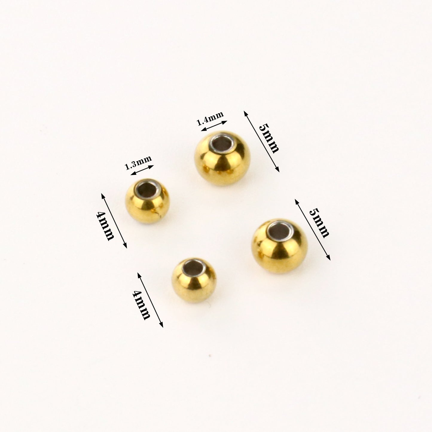 【3000PCS】4MM Gold Plated Stainless Steel Beads Bulk