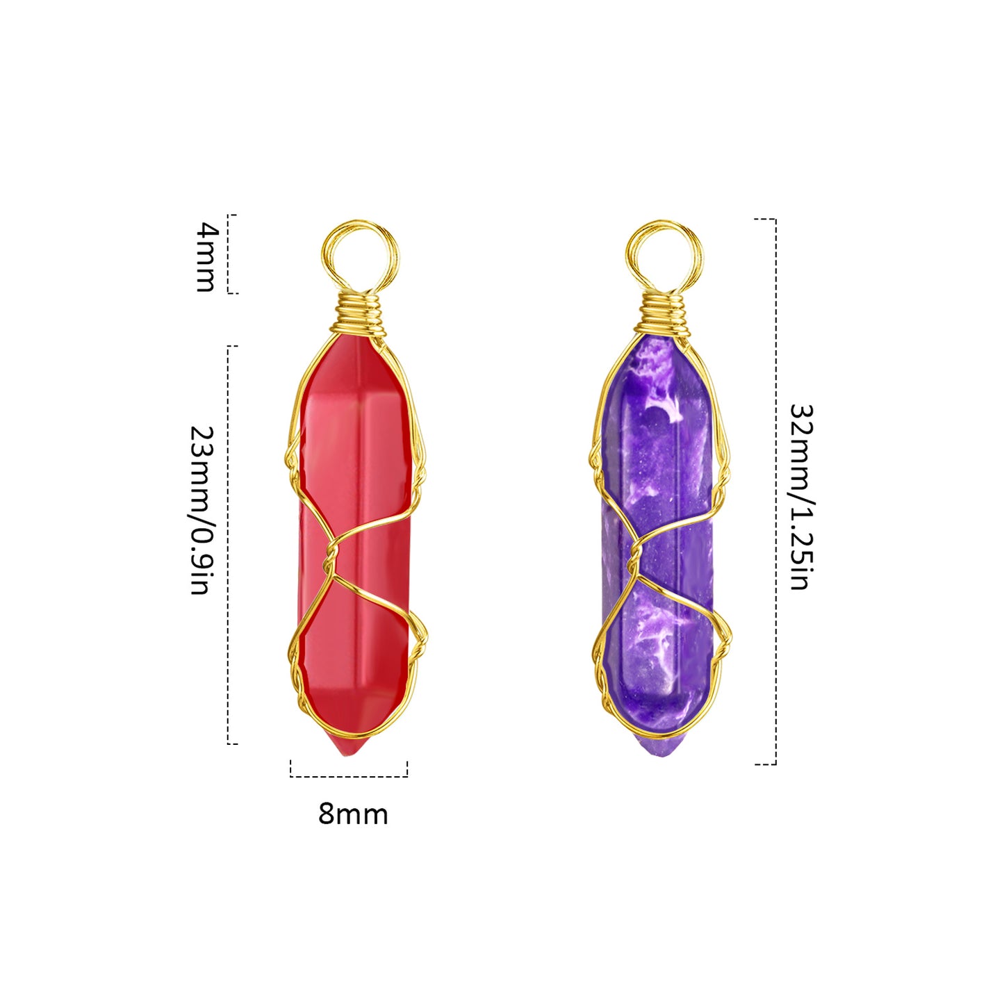 Wire Wrapped Hexagonal Healing Point Quartz Crystal Pendants Bulk