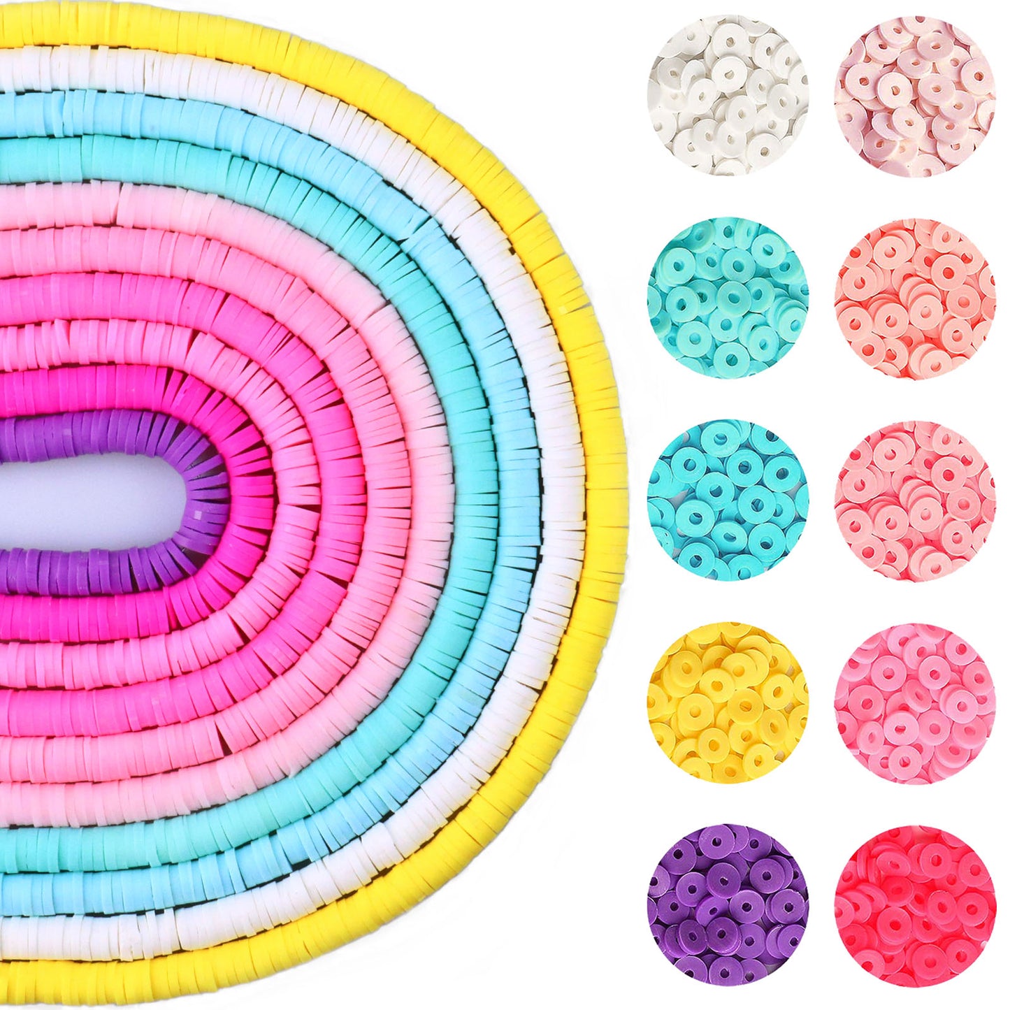 2800PCS Colorful Polymer Clay Heishi Beads for Jewelry Making