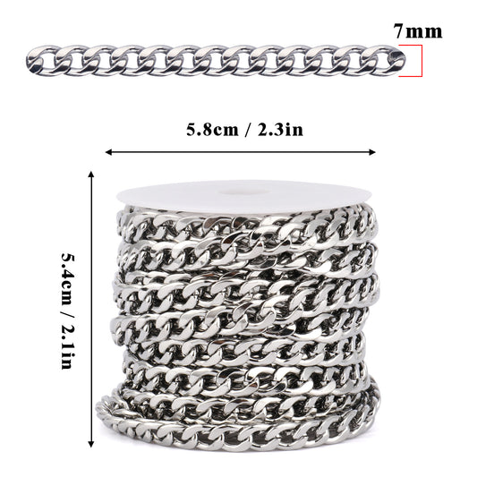 16.5 Feet 304 Stainless Steel Curb Chain Roll Bulk for Jewelry Making