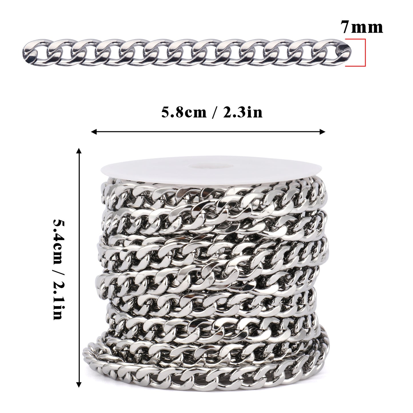 16.5 Feet 304 Stainless Steel Curb Chain Roll Bulk for Jewelry Making