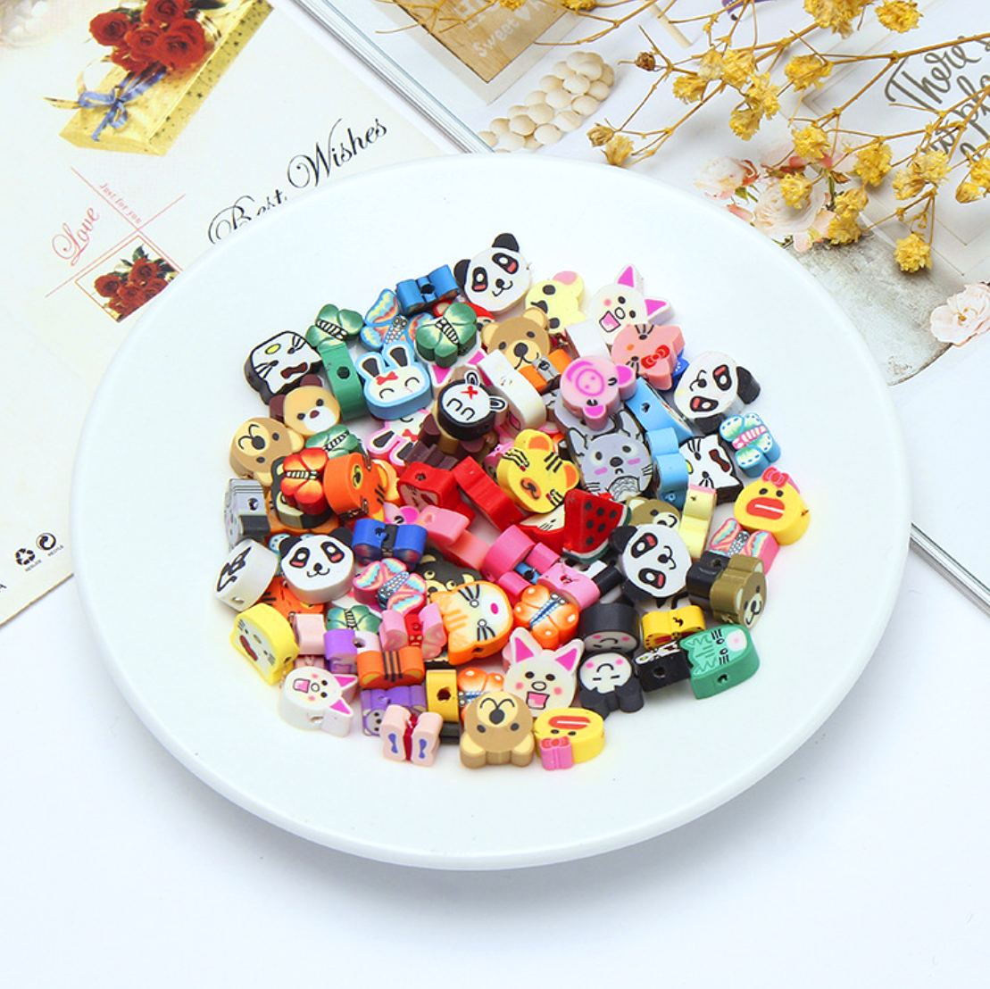 200 PCS Colorful Polymer Clay Beads Bulk for DIY Craft Jewelry Making