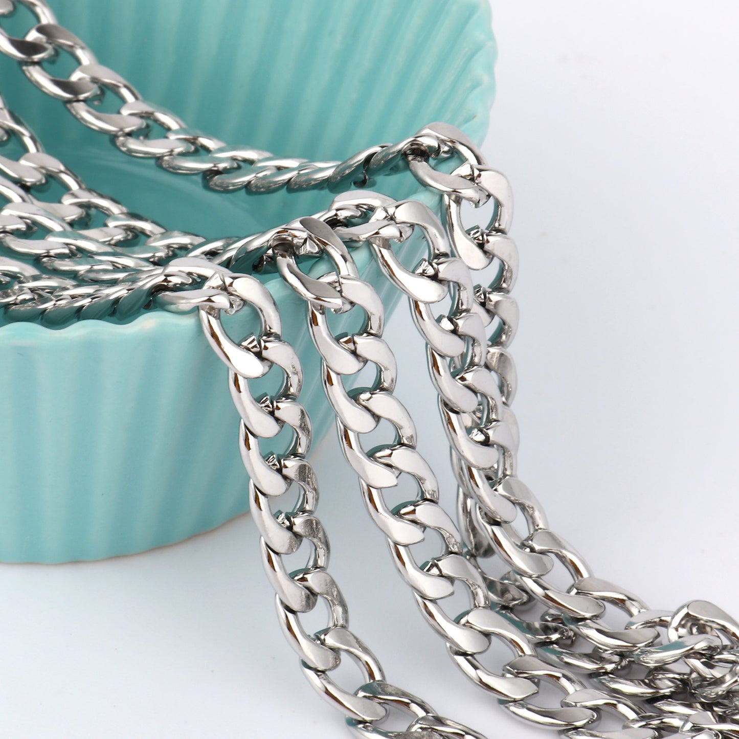 16.5 Feet 304 Stainless Steel Curb Chain Roll Bulk for Jewelry Making