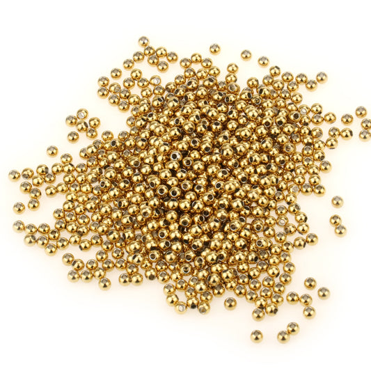 【3000PCS】4MM Gold Plated Stainless Steel Beads Bulk