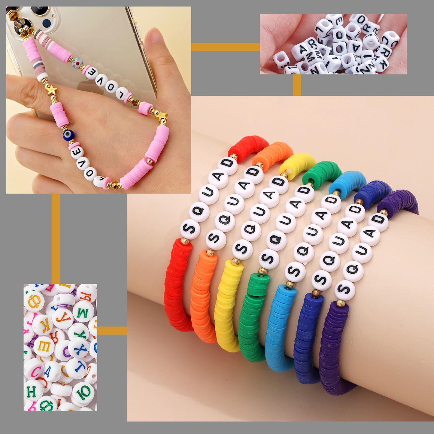 1100PCS Mixed Colorful Acrylic A-Z Letters Beads with Box